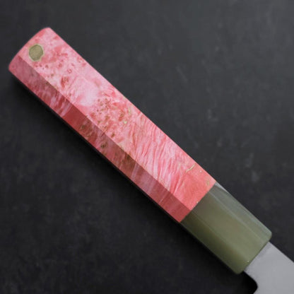 Santoku VG-10 Damascus Buffalo Dark Pink Maple Handle 180mm