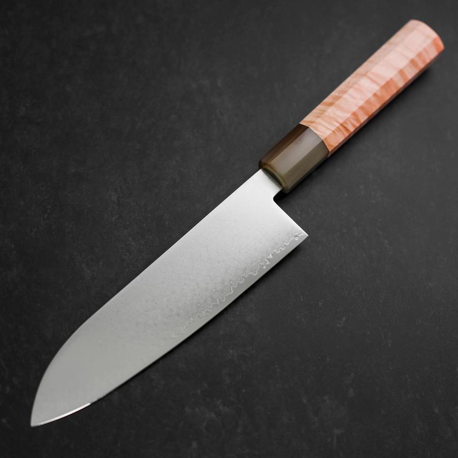 Santoku VG-10 Damascus Buffalo Light Pink Maple Handle 180mm