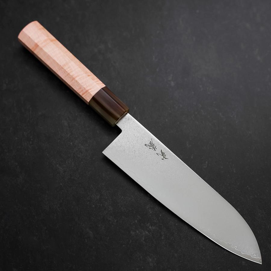 Santoku VG-10 Damascus Buffalo Light Pink Maple Handle 180mm