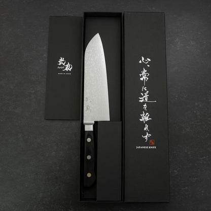 Santoku VG-10 Damascus Western Black Handle 170mm