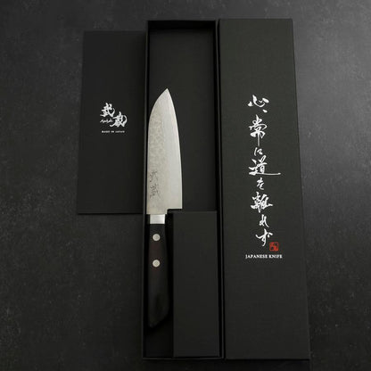 Santoku VG-10 Damascus Western Dark Blue Handle 135mm