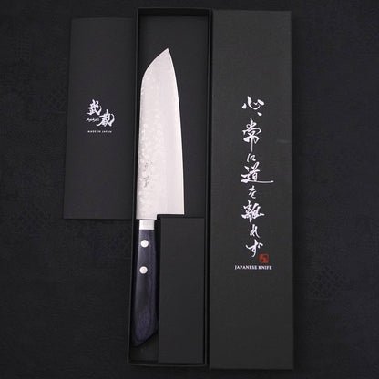 Santoku VG-10 Damascus Western Dark Blue Handle 170mm