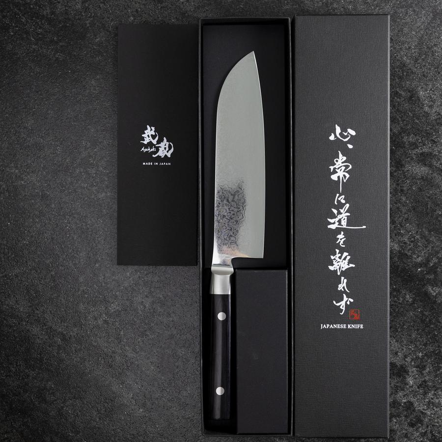 Santoku VG-10 Damascus Western Round Handle 180mm (7”)-[Musashi]-[Japanese-Kitchen-Knives]
