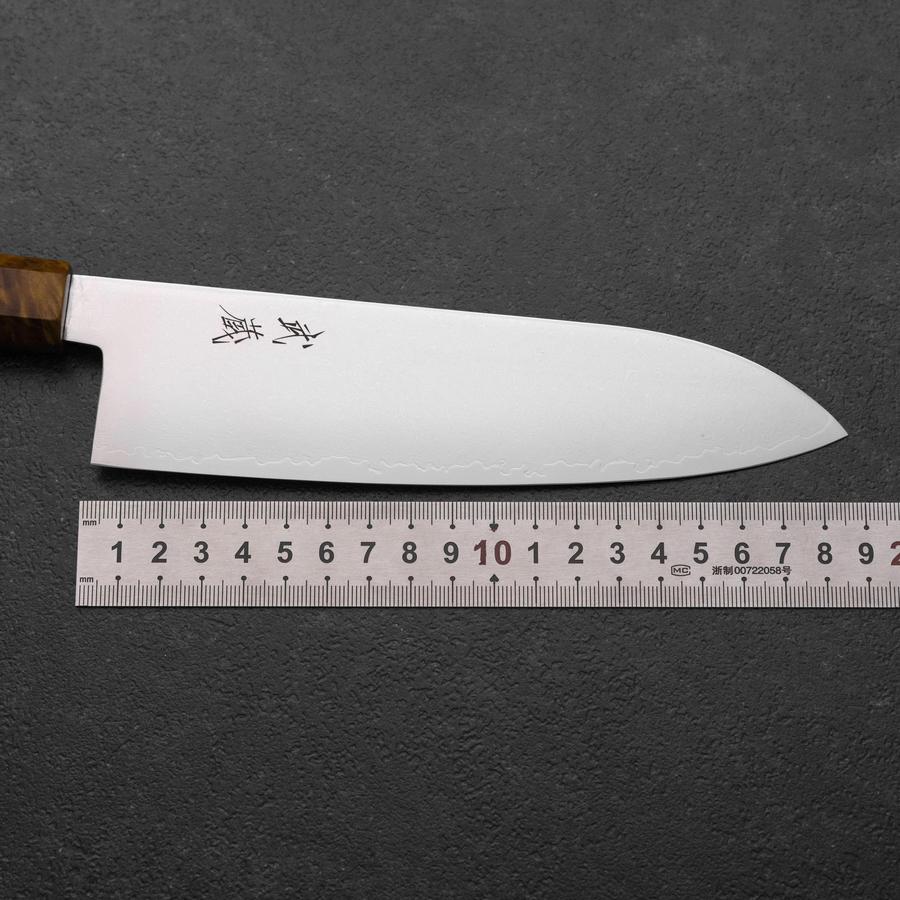 Santoku VG-10 Damascus Yellow-Brown Birch Handle 180mm (7”)-[Musashi]-[Japanese-Kitchen-Knives]