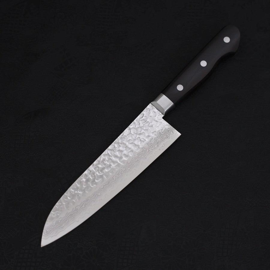 Santoku VG-10 Mirror Tsuchime Damascus Western Black Handle 180mm