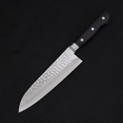 Santoku VG-10 Mirror Tsuchime Damascus Western Black Handle 180mm