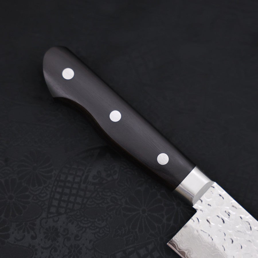 Santoku VG-10 Mirror Tsuchime Damascus Western Black Handle 180mm