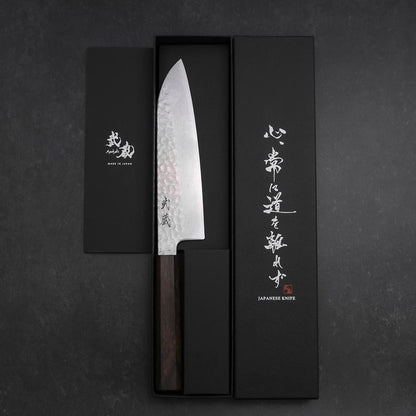 Santoku VG-10 Tsuchime Damascus Ashwood Handle 180mm