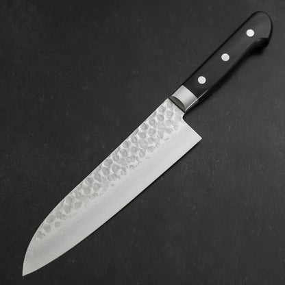 Santoku VG-10 Tsuchime Damascus Western Black Handle 180mm