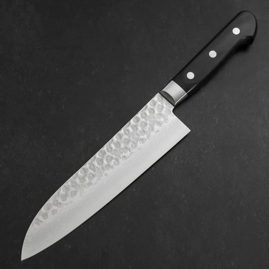 Santoku VG-10 Tsuchime Damascus Western Black Handle 180mm
