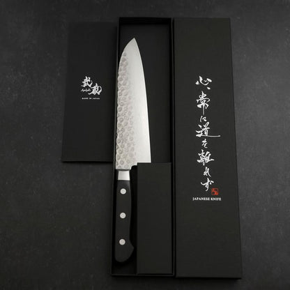 Santoku VG-10 Tsuchime Damascus Western Black Handle 180mm