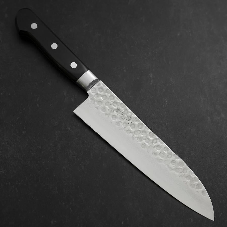 Santoku VG-10 Tsuchime Damascus Western Black Handle 180mm