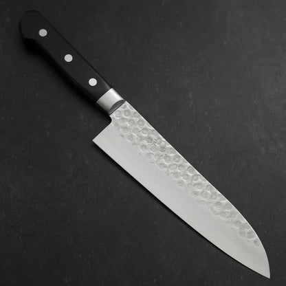 Santoku VG-10 Tsuchime Damascus Western Black Handle 180mm