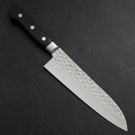 Santoku VG-10 Tsuchime Damascus Western Black Handle 180mm