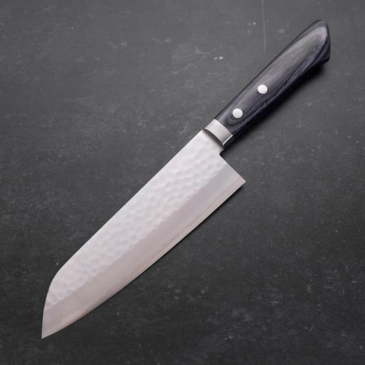 Santoku VG-10 Tsuchime Damascus Western Blue Handle 170mm