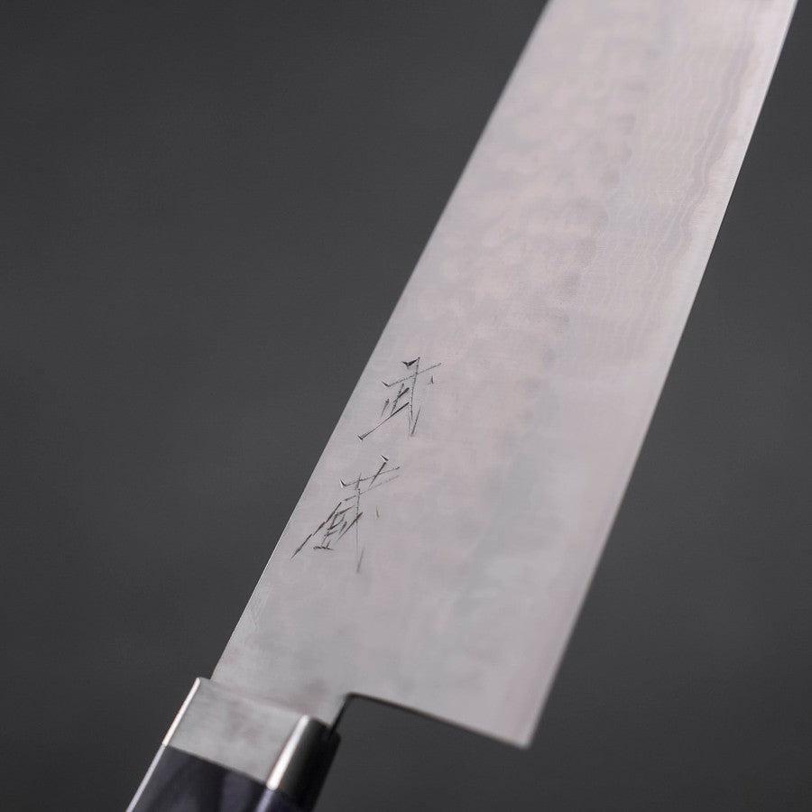 Santoku VG-10 Tsuchime Damascus Western Blue Handle 170mm