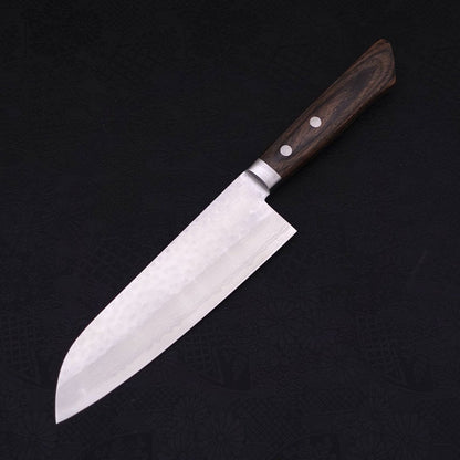 Santoku VG-10 Tsuchime Damascus Western Brown Handle 170mm