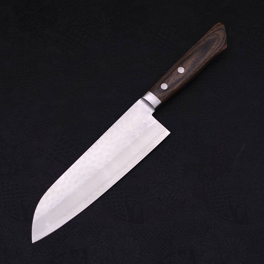 Santoku VG-10 Tsuchime Damascus Western Brown Handle 170mm