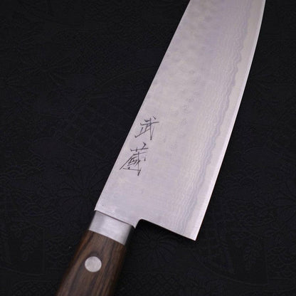 Santoku VG-10 Tsuchime Damascus Western Brown Handle 170mm