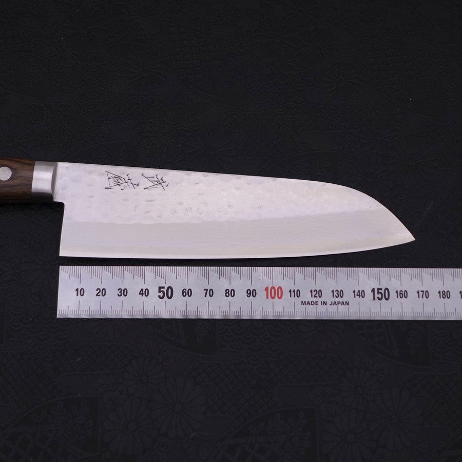Santoku VG-10 Tsuchime Damascus Western Brown Handle 170mm