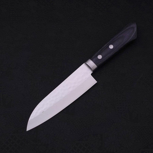 Santoku VG-10 Tsuchime Damascus Western Dark Blue Handle 130mm