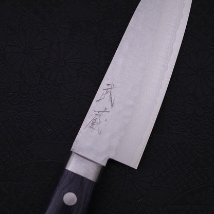 Santoku VG-10 Tsuchime Damascus Western Dark Blue Handle 130mm