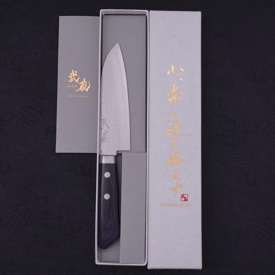 Santoku VG-10 Tsuchime Damascus Western Dark Blue Handle 130mm