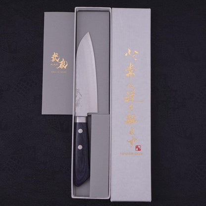 Santoku VG-10 Tsuchime Damascus Western Dark Blue Handle 130mm