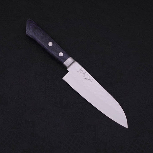 Santoku VG-10 Tsuchime Damascus Western Dark Blue Handle 130mm
