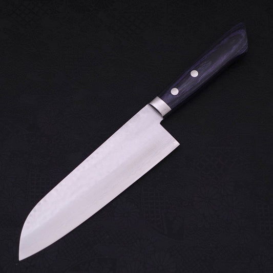 Santoku VG-10 Tsuchime Damascus Western Dark Blue Handle 170mm
