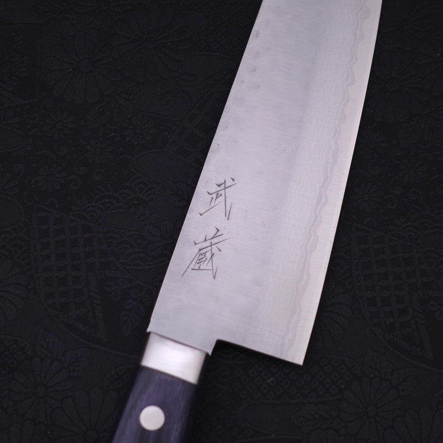 Santoku VG-10 Tsuchime Damascus Western Dark Blue Handle 170mm