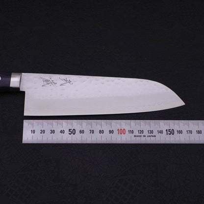 Santoku VG-10 Tsuchime Damascus Western Dark Blue Handle 170mm