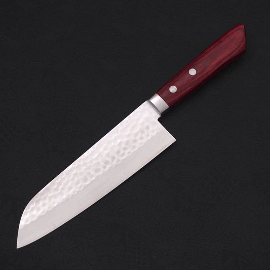 Santoku VG-10 Tsuchime Damascus Western Red Handle 170mm