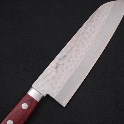 Santoku VG-10 Tsuchime Damascus Western Red Handle 170mm