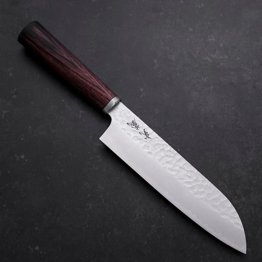 Santoku VG-10 Tsuchime Oval Mahogany Handle 165mm