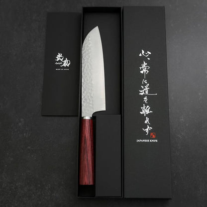 Santoku VG-10 Tsuchime Western Red Handle 165mm