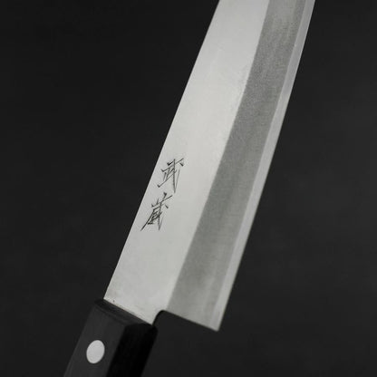 Santoku White Steel #2 Stainless Clad Polished Western Black Handle 170mm