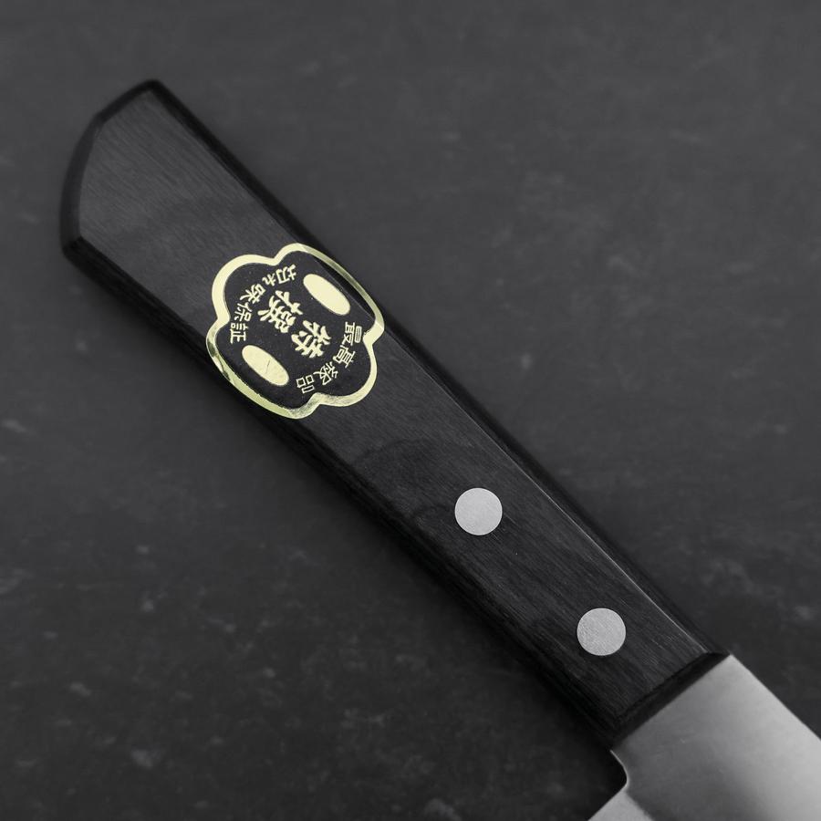 Santoku White Steel #2 Stainless Clad Polished Western Black Handle 170mm