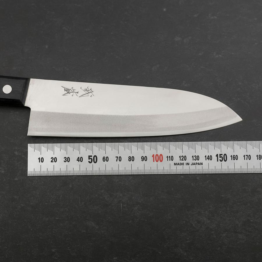 Santoku White Steel #2 Stainless Clad Polished Western Black Handle 170mm