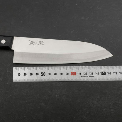 Santoku White Steel #2 Stainless Clad Polished Western Black Handle 170mm