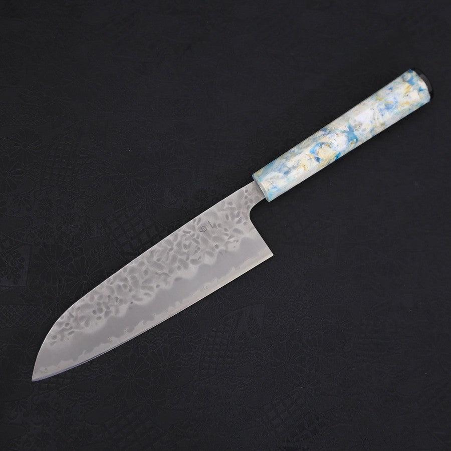 Santoku White Steel #1 Stainless Clad Tsuchime Ocean White Mix Handle 165mm