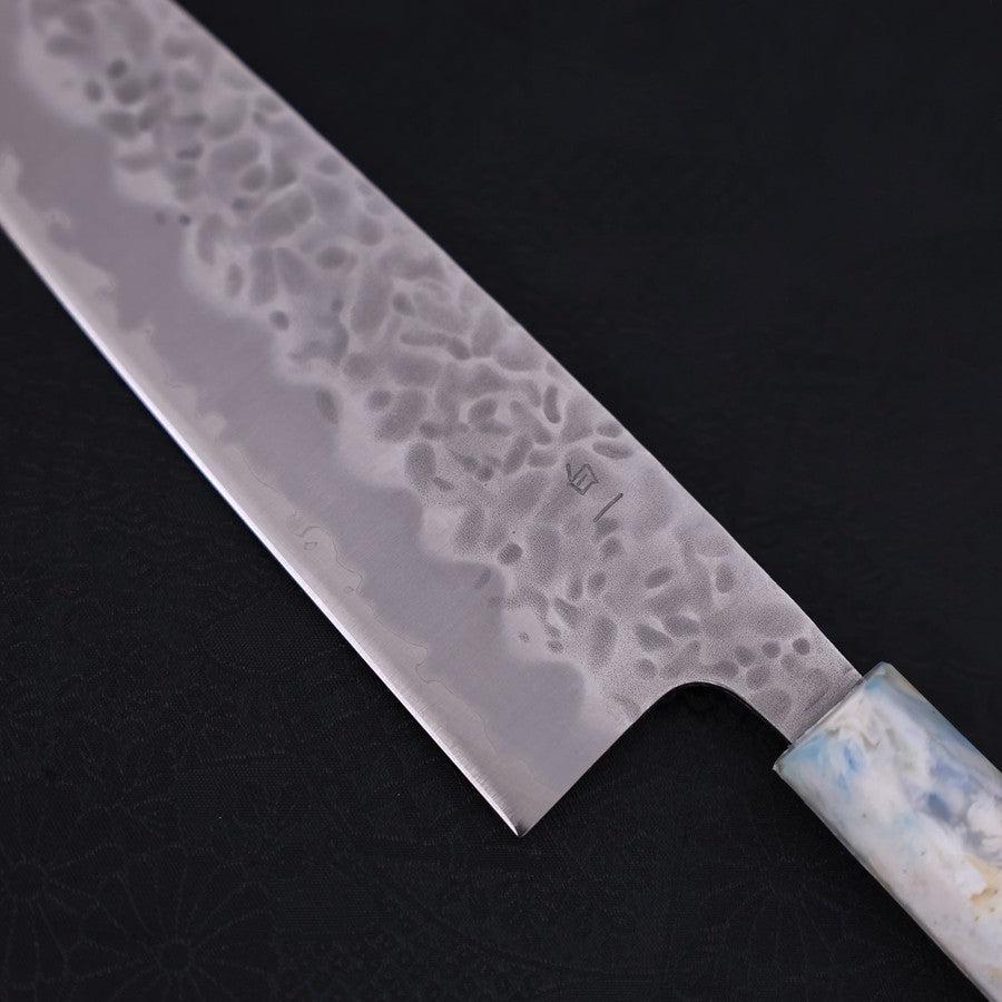 Santoku White Steel #1 Stainless Clad Tsuchime Ocean White Mix Handle 165mm