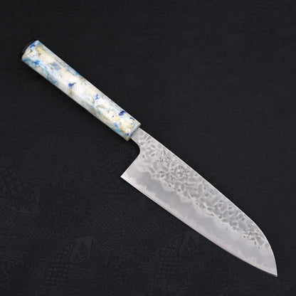Santoku White Steel #1 Stainless Clad Tsuchime Ocean White Mix Handle 165mm