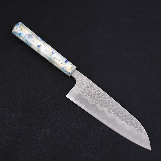 Santoku White Steel #1 Stainless Clad Tsuchime Ocean White Mix Handle 165mm