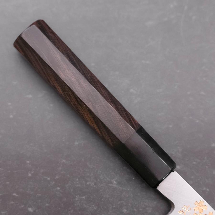Santoku White Steel #2 Kasumi Chokin Sakura Fuji Buffalo Ebony Handle 180mm