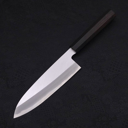 Santoku White Steel #2 Kasumi Chokin Samurai Full Moon Buffalo Ebony Handle 180mm