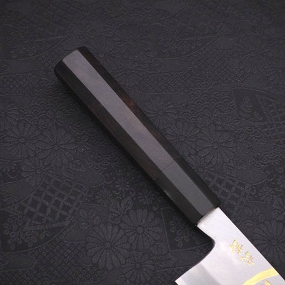 Santoku White Steel #2 Kasumi Chokin Samurai New Moon Buffalo Ebony Handle 180mm