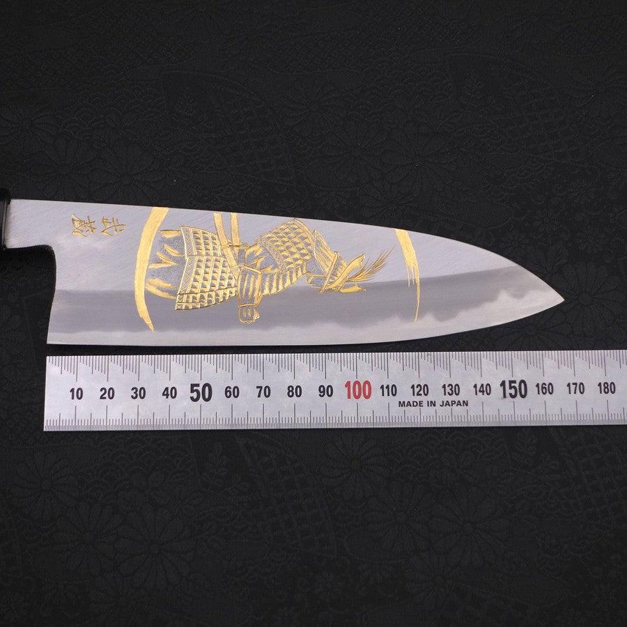 Santoku White Steel #2 Kasumi Chokin Samurai New Moon Buffalo Ebony Handle 180mm