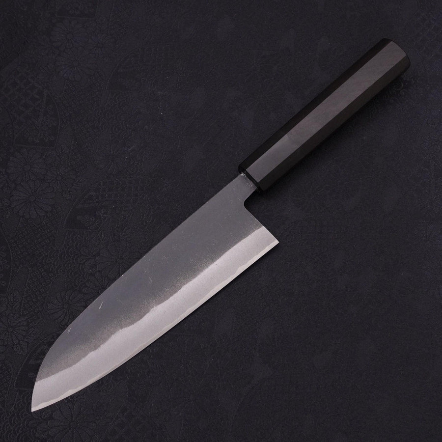 Santoku White Steel #2 Kurouchi Chokin Cheetah Buffalo Ebony Handle 170mm