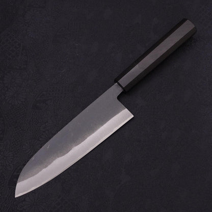 Santoku White Steel #2 Kurouchi Chokin Cheetah Buffalo Ebony Handle 170mm